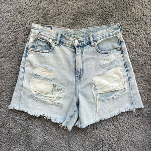 American Eagle Outfitters Faded Blue Ripped Jean Shorts